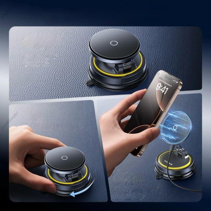 Автомобільний тримач із бездротовою зарядкою Baseus PrimeTrip VC2 Flex Pro Magnetic Wireless Suction Cup Version Black C0013F01